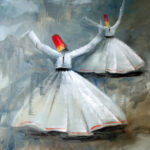 Whirling dervish oil painting