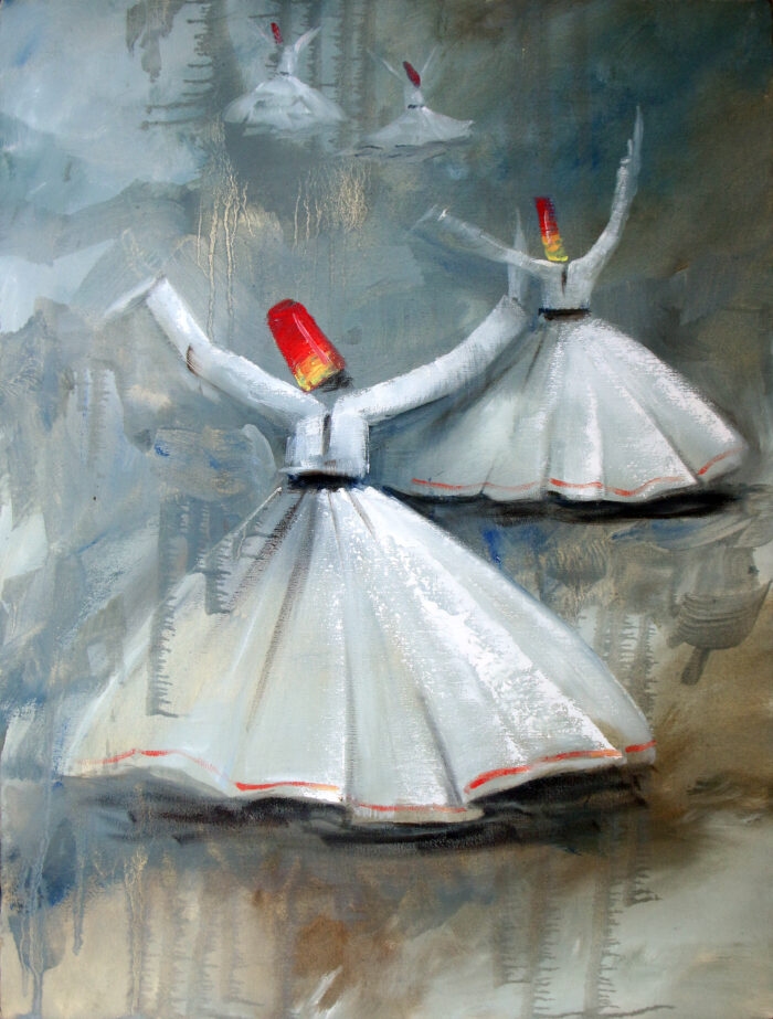 Whirling dervish oil painting